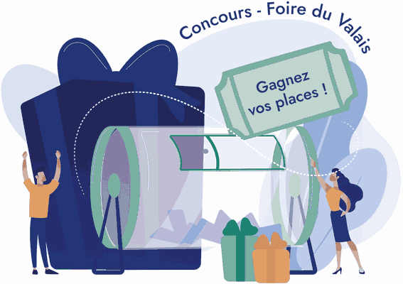 Illustration d'une loterie, le ticket gagnant étant une place pour la Foire du Valais