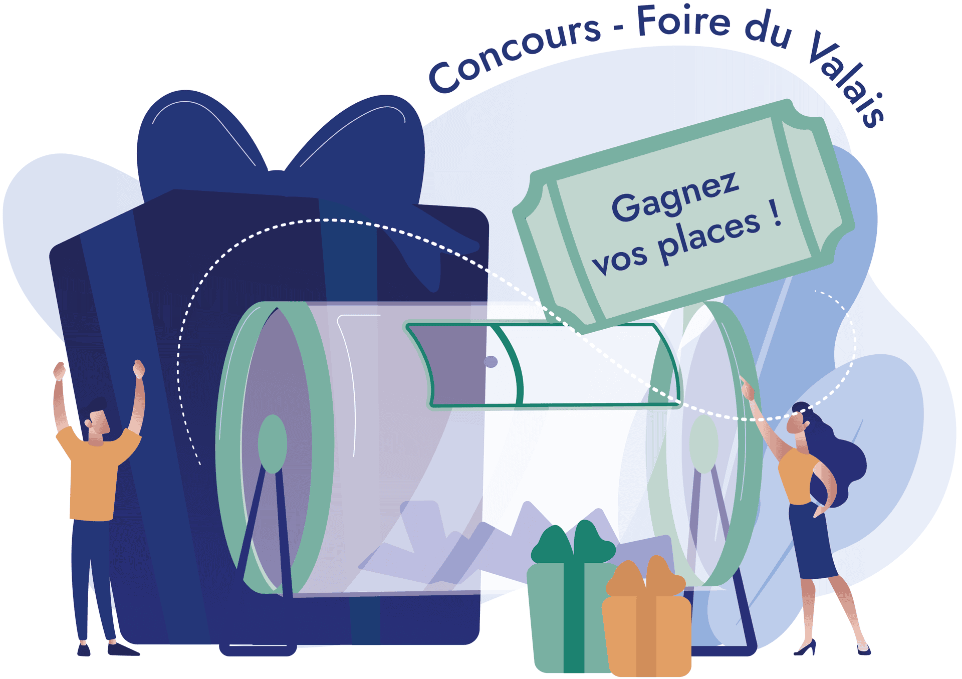Illustration d'une loterie, le ticket gagnant étant une place pour la Foire du Valais